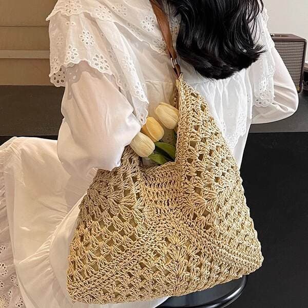 Large Capacity Woven Bag For Women 2026 New Summer Beach Vacation Straw Bag Versatile Commuter Shoulder Tote Bag