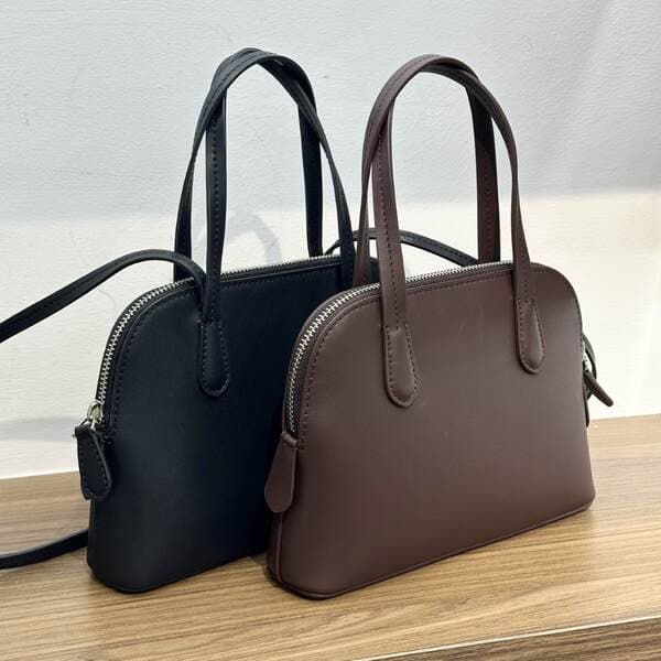Top Grain Cowhide Mini Bowling Shell Handbag 2025 New Genuine Leather Small Bag For Women Commuter Shoulder Crossbody Bag