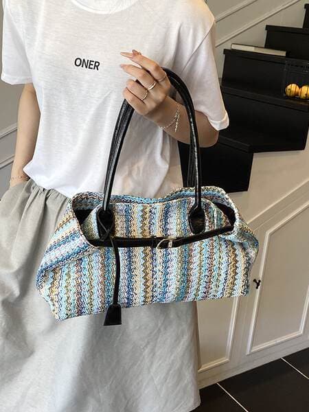 Cross-Border Summer Straw Woven Underarm Bag For Women 2025 New Beach Vacation Handbag Shoulder Bag Versatile Baguette Bag