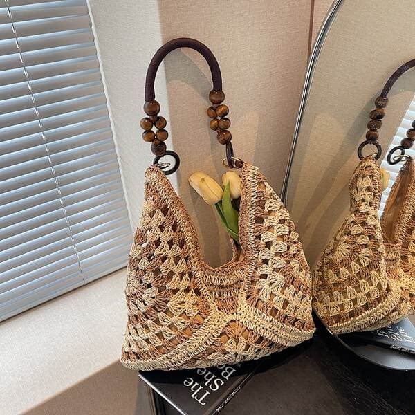 Trending Ins Style Lazy Knit Bag, Large Capacity Bohemian Straw Bag For Women, Beach Vacation Tote