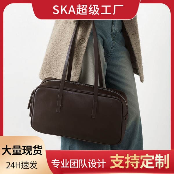 Best-Selling Genuine Leather Women's Tote Bag Large Capacity Handbag Top Grain Cowhide Boston Underarm Commuter Bag