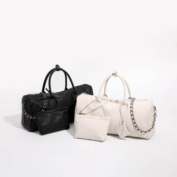 Unisex Large Capacity Travel Bag, Short-Term Business Trip Boston Bag, Soft Leather Multifunctional Shoulder & Crossbody Gym Bag