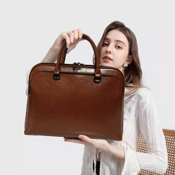 Men's Leather Briefcase Business Document Bag Large Capacity New Laptop Bag
