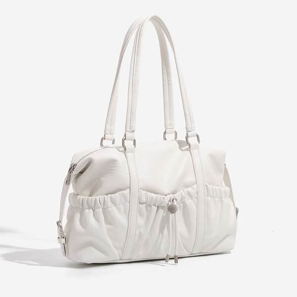 Retro Multi-Pocket Pleated Soft Leather Pillow Bag For Women 2025 New Arrival Preppy Travel Boston Shoulder Bag
