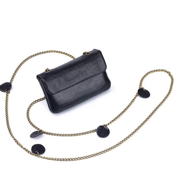 New Top Grain Cowhide Chain Square Mini Bag, Niche Design Vintage Shoulder And Crossbody Bag For Women