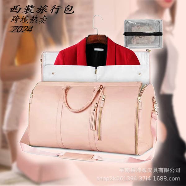 Cross-border Handheld Storage Luggage Bag, Women's Overnight Suitcase Large Capacity Travel Bag, Foldable Sports Gym Bag PU Leather