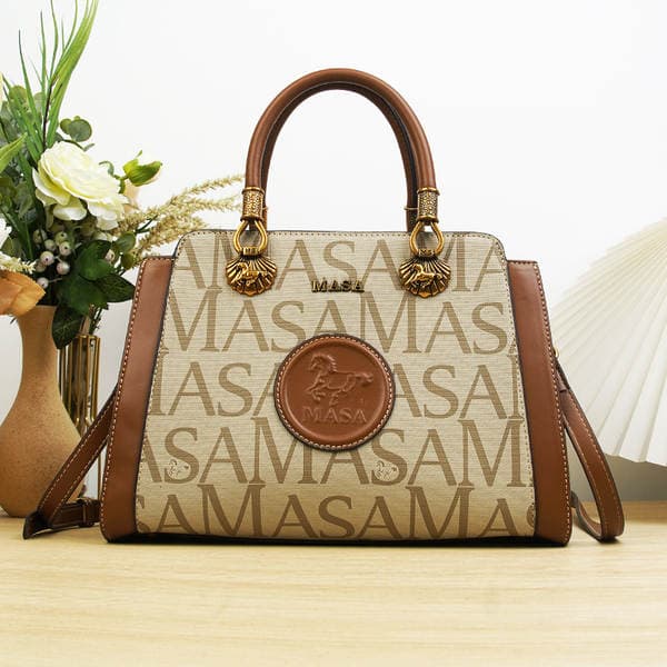 Large Capacity Casual Women's Shoulder Crossbody Bag Retro Trendy Print Cylinder Handbag