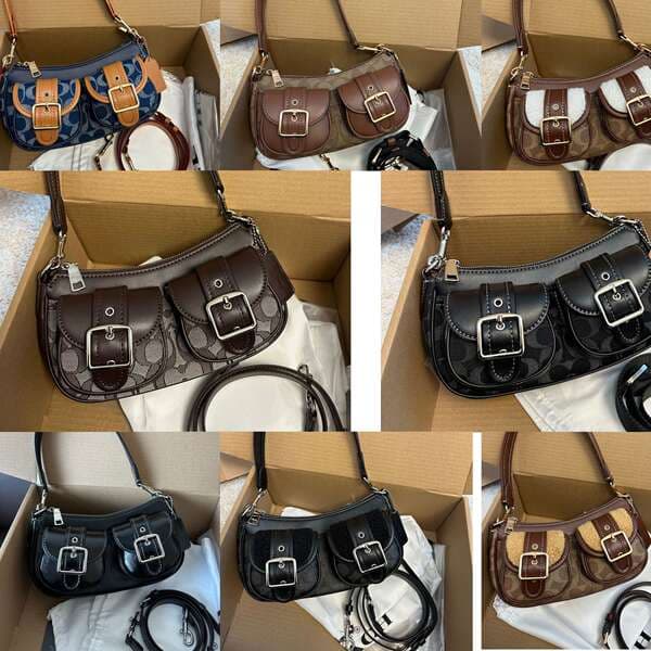 Koujia 2025 New Women's Bag Ashton Retro Underarm Bag Vintage Baguette Motorcycle Shoulder Crossbody Mahjong Bag