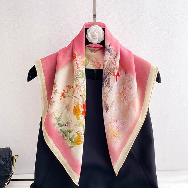 Premium Mulberry Silk Cotton Blend Scarf For Women - Spring Lightweight Artistic Silk Blend Shawl Wrap