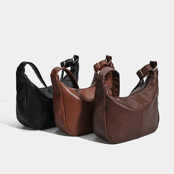 Retro Lazy Style Versatile Women's Underarm Handbag - Trendy Maillard Soft Leather Large Capacity Shoulder Bag