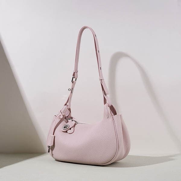 Luxury Crescent Moon Shoulder Bag For Women - Candy Color Korean Style Versatile Genuine Leather Handbag For Work And Commuting