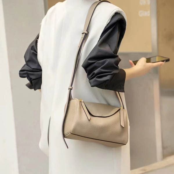 Togo Top Grain Cowhide 2025 New Boston Pillow Bag Genuine Leather Luxury Texture Commuter Shoulder Crossbody Bag For Women