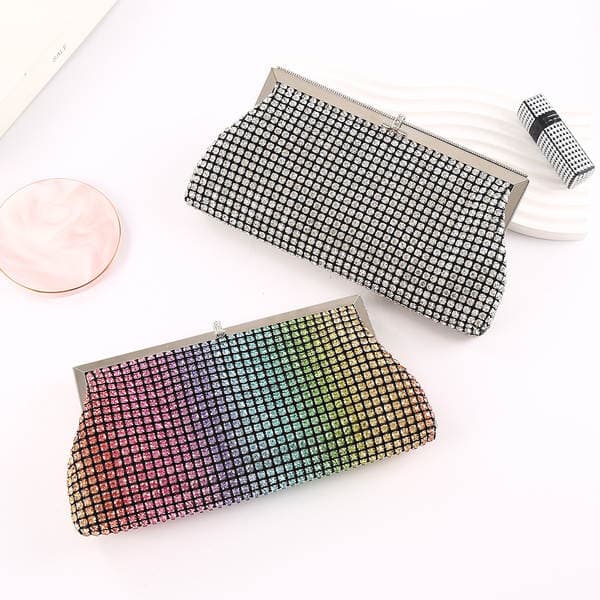 New High-End Diamond-Encrusted Clutch Bag DW Rhinestone Evening Bag Luxury Socialite Colorful Women's Banquet Bag