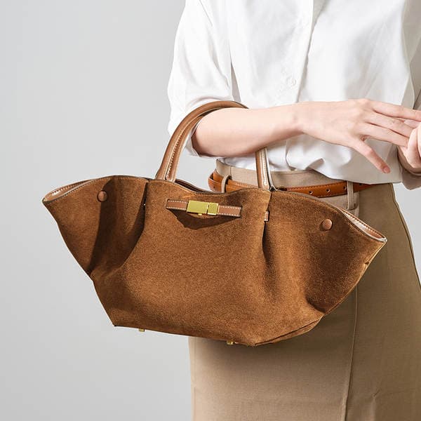 Wing Buckle Large Capacity Women's Crossbody Handbag Dumpling Bag Frosted Suede Commuter Luxury Tote Bag