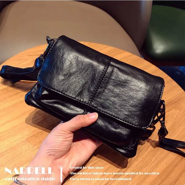 Women's Handbags 2025 New Arrival Wristlet Solid Color Retro Cowhide Texture Small Square Bag High-Quality Shoulder Crossbody Bag