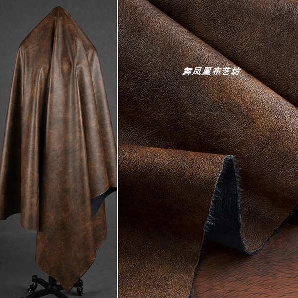 Chestnut Brown Vintage Distressed Leather - Soft Waterproof PU Fabric for European & American Style Leather Jackets, Skirts, and Trendy Bags