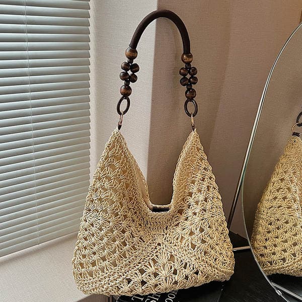 Cross-Border Large Capacity Woven Bag For Women 2026 New Summer Beach Vacation Straw Bag Commuter Shoulder Tote Bag