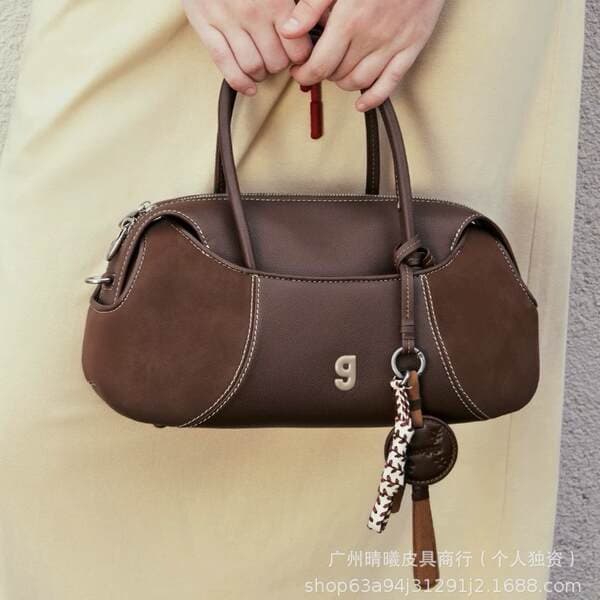 KUNOGIGI Boston Baseball Bag Medium Retro Handbag Crossbody Bag for Women