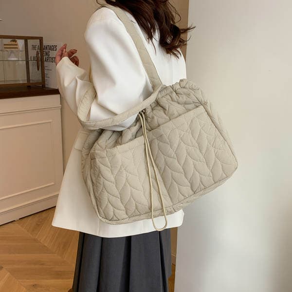 Women's Large Capacity Lightweight Pleated Nylon Underarm Bag, Casual Versatile Zipper Shoulder Bag For Commuting