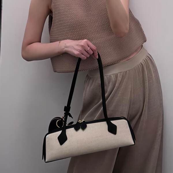 Fabric And Leather French Niche Dachshund Bag, Retro Baguette Underarm Bag, Women's Handbag, Versatile Commuter Shoulder Bag