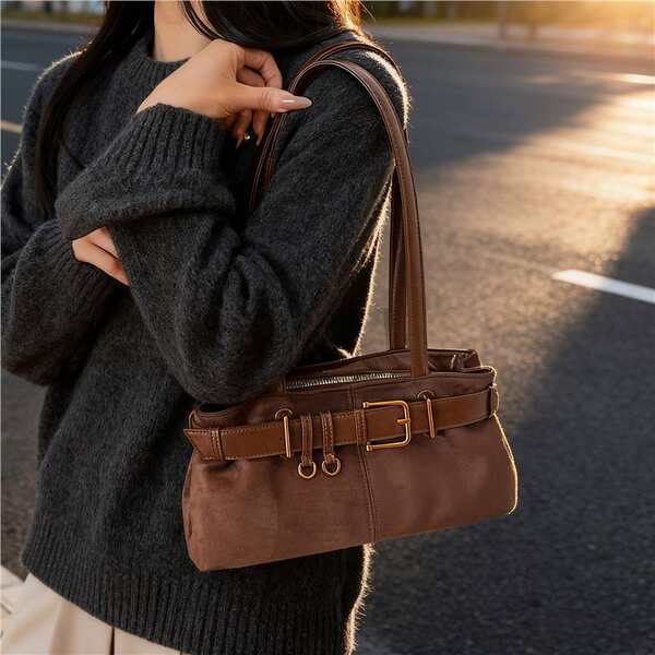 French Retro Large Capacity Shoulder Underarm Bag For Women 2025 New Autumn/Winter Versatile Commuter Baguette Bag