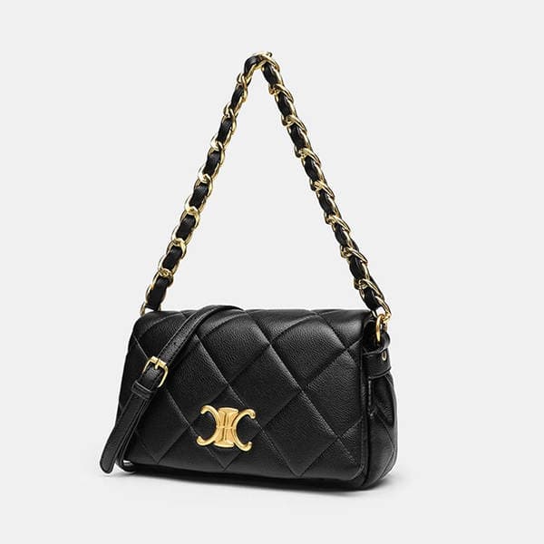 Diamond Quilted Chain Genuine Leather Small Square Bag For Women, Versatile Large Capacity Shoulder Crossbody Bag, European And American Retro Style Clasp Handbag