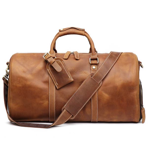 Cross-Border New Men's Genuine Leather Handheld Travel Bag, Crazy Horse Leather Shoulder & Crossbody Bag, Unisex Business Trip Luggage Bag