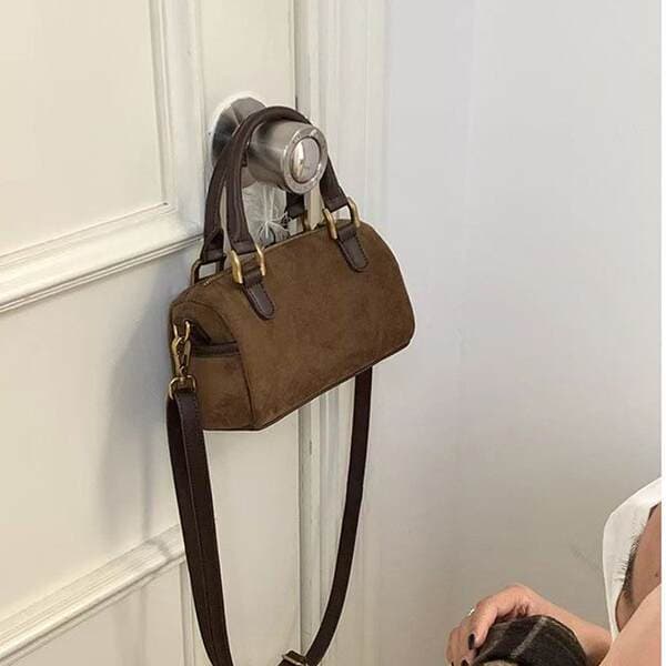Women's 2025 New Retro Suede Versatile Shoulder Crossbody Small Bag Cylinder Pillow Bag Boston Handbag