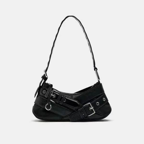 Korean Style Niche Sweet & Cool Spicy Girl Handbag, Solid Color High-End Shoulder Bag, Fashion Versatile Moto Bag