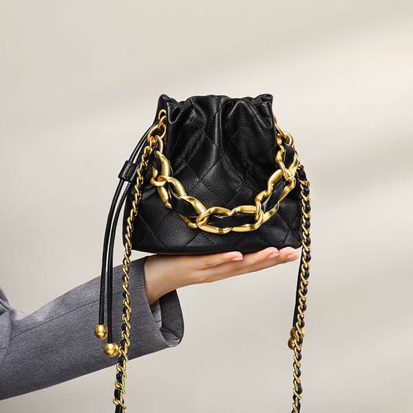 Women's 2026 Summer New High-End Crossbody Bucket Bag, Niche Handbag With Chain Strap, Leather Shoulder Bag