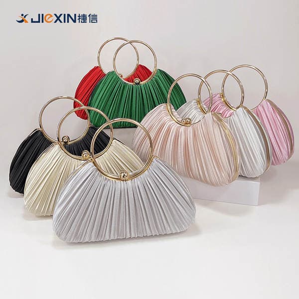 Cross-Border New Pleated Evening Bag Women's Handbag Elegant Banquet Clutch Party Bag With Ring Handle
