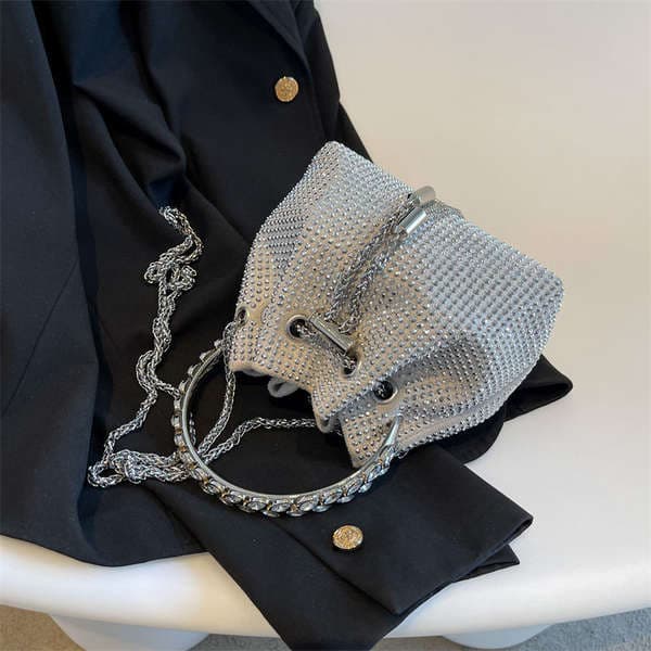 Textured French Style Shoulder Bag Niche Design Diamond-Encrusted Handbag Women's Autumn New Chain Crossbody Bag