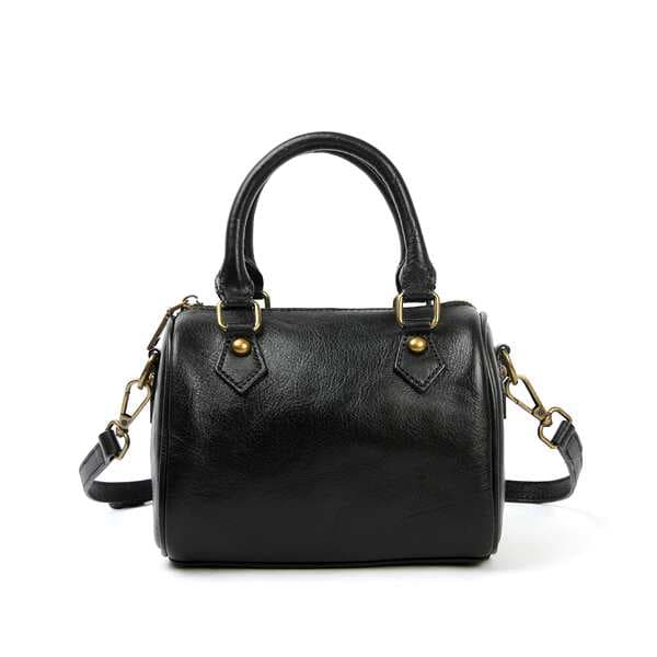 2025 New Genuine Leather Women's Bag American Retro Handbag Commuter Boston Bag Top Grain Cowhide Crossbody Bag