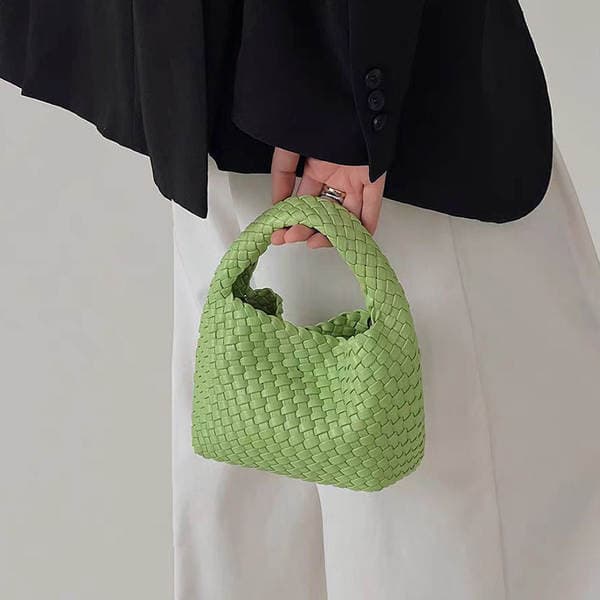 PU Hand-Woven Summer Luxury Designer Women's Handbag Shoulder Bag Market Basket Style Ins Bag