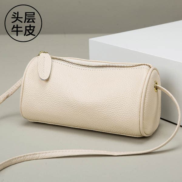 Top Grain Cowhide Leather Small Bag For Women 2026 New Pillow Bag Soft Leather Mini Shoulder Crossbody Cylinder Bag