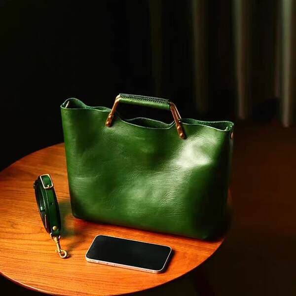 Elegant Minimalist Women's Handbag, Versatile Fashion Genuine Leather Crossbody Bag, Large Capacity Business Commuter Tote Bag
