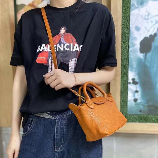 French Niche Vegetable-Tanned Leather Flap Dumpling Bag 2023 New Genuine Leather Women's Handbag Shoulder Crossbody Bag