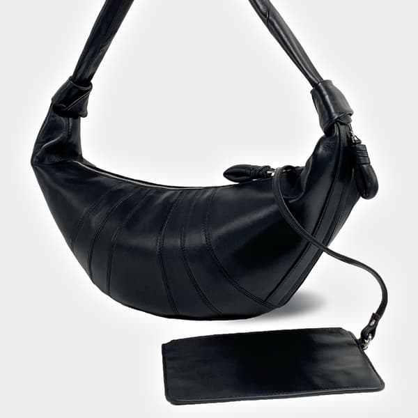 LE Genuine Lambskin Large Shoulder Bag Dumpling Crescent Bag Croissant Bag Crossbody Bag for Women French Style Street Fashion