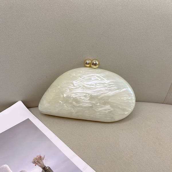 French Style Marble Amber Irregular Acrylic Shell Bag - Banquet Box Phone Mini Square Bag, Handheld & Crossbody
