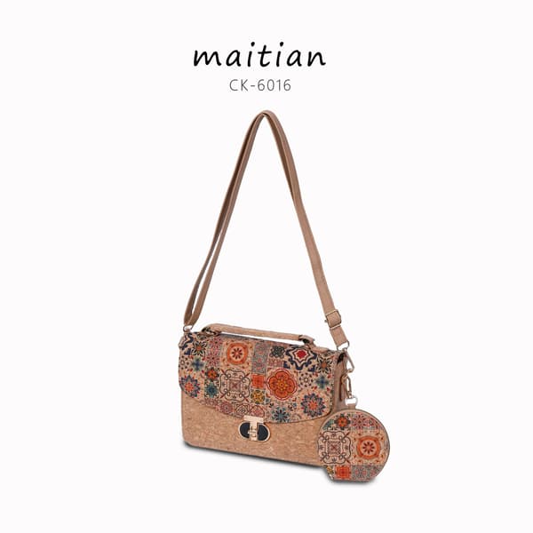European Bohemian Natural Cork Ethnic Patchwork Mother-Daughter Bag Fashion Women's Crossbody Handbag Shoulder Bag