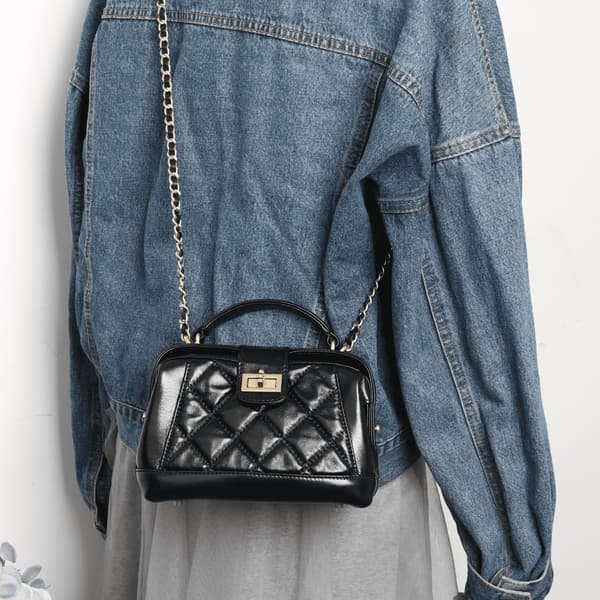 Cowhide French Niche Quilted Chain Bag For Women, Fashionable Handbag, Commuter Shoulder And Crossbody Small Bag