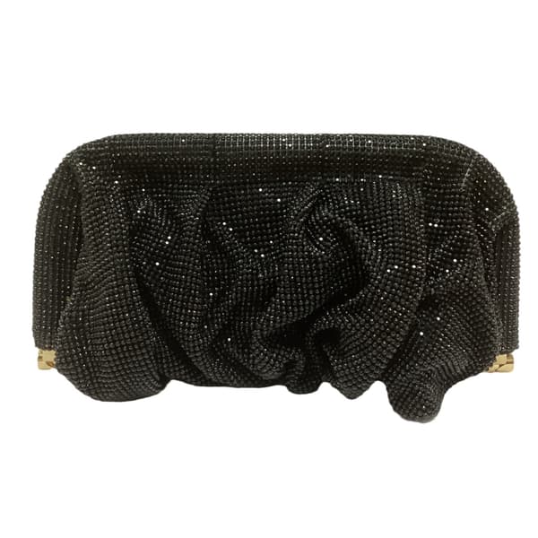 French Style Rhinestone Sparkling Diamond Cloud Dumpling Evening Bag Pleated Chain Crossbody Handbag For Women
