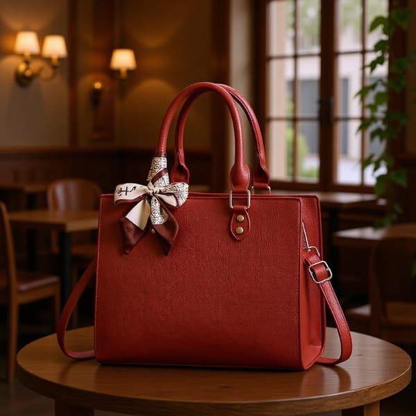 French Style Bow Retro Lychee Grain Minimalist Solid Color Large Capacity Handbag Fashion Casual Versatile