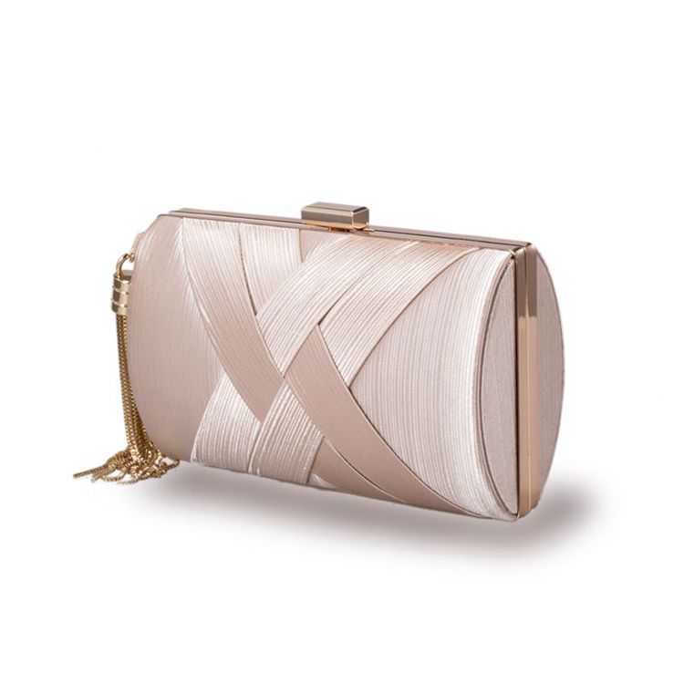 Elegant Silk Satin Fringed Evening Clutch with Chain Strap - Perfect for Banquets & Qipao - Thumbnail 5
