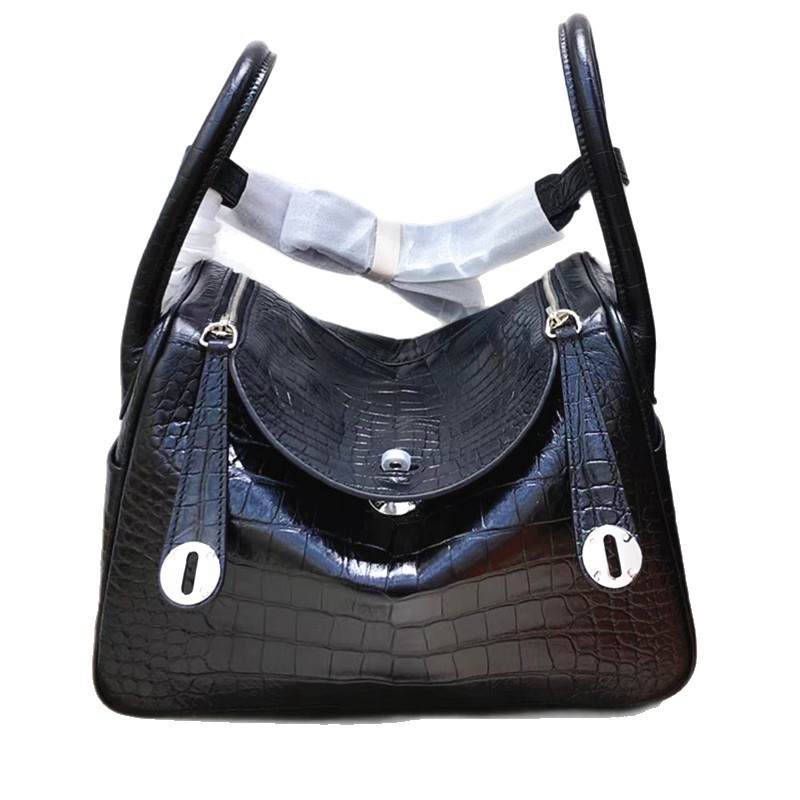 2026 New Arrival Crocodile Pattern Top Layer Cowhide Lindy Bag - Fashionable Large Capacity Doctor Bag - Thumbnail 5
