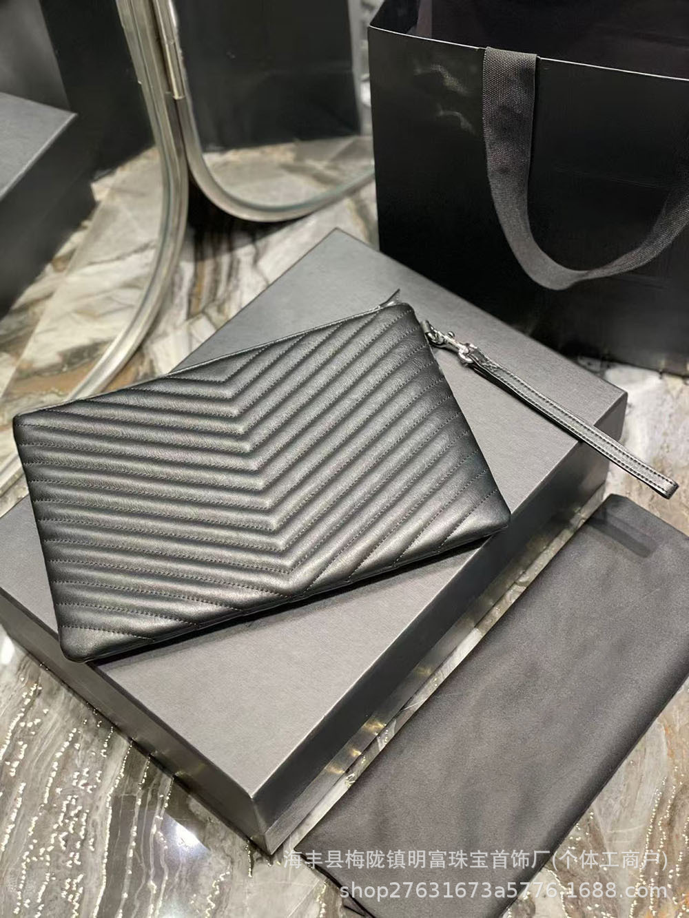 New Women's Genuine Leather Clutch Calfskin Multi-card Slot Evening Bag Fashion Phone Envelope Bag - Thumbnail 8