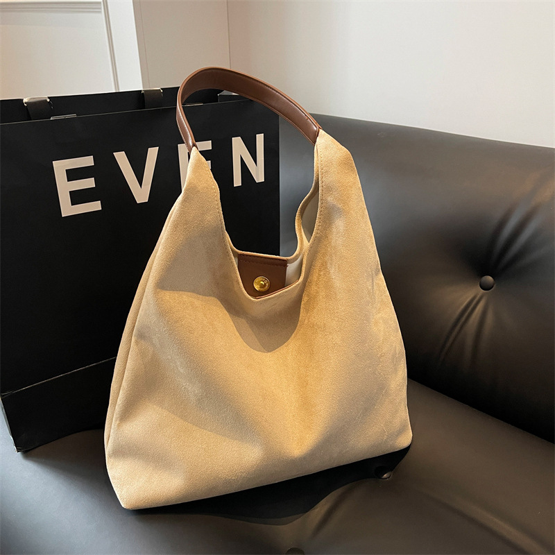 Vintage Matte Suede Women's Shoulder Bag Large Capacity Autumn/Winter Versatile Commuter Hobo Bag - Thumbnail 4