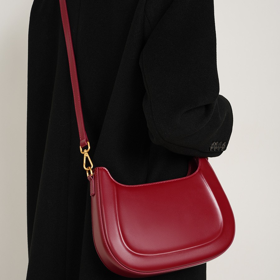 Vintage Saddle Bag Red Wedding Bag 2026 - Genuine Leather Women's Shoulder & Crossbody Fashion Commuter Handbag - Thumbnail 3