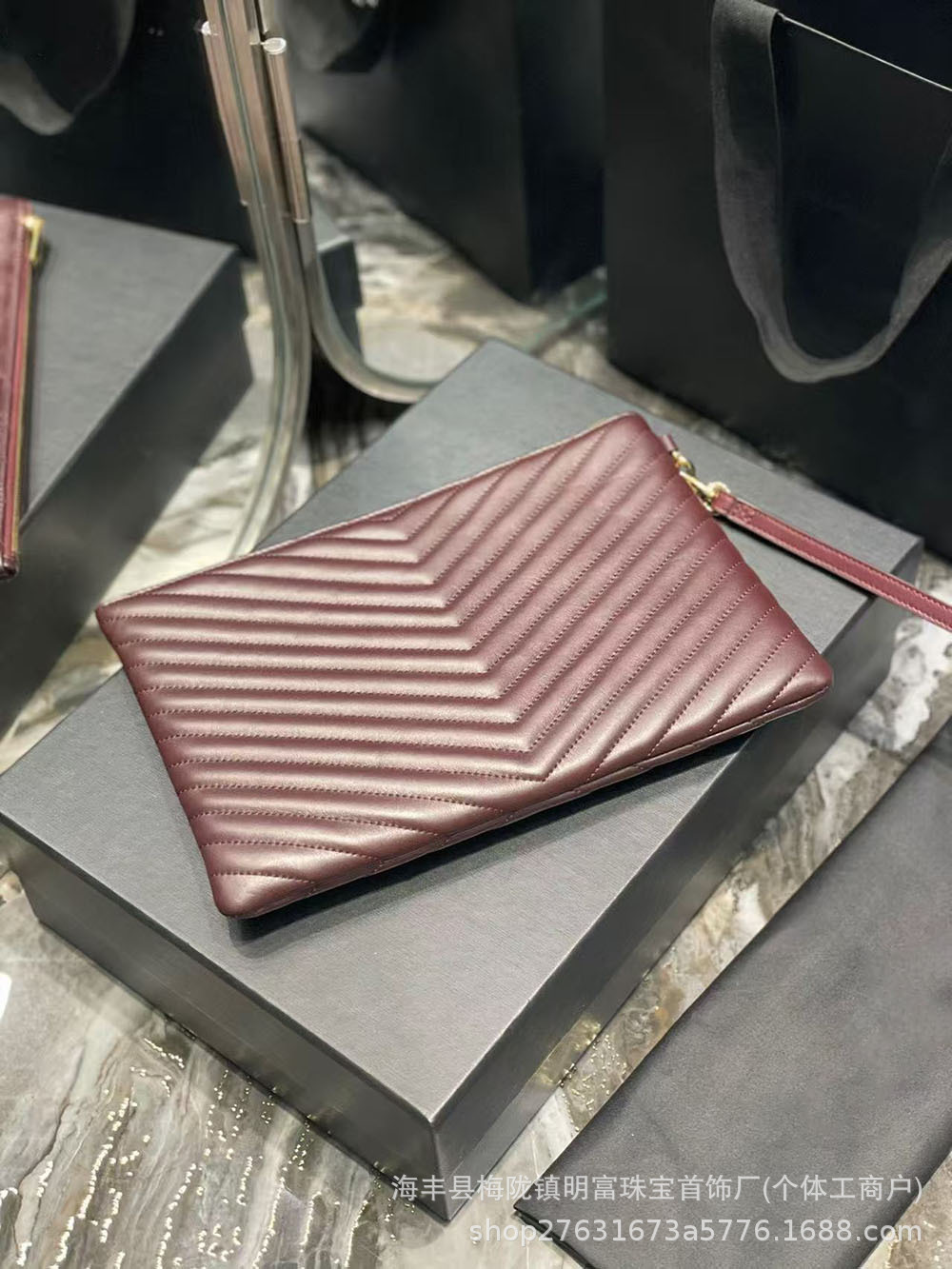 New Women's Genuine Calfskin Clutch Bag Multi-card Slot Evening Bag Fashion Phone Envelope Bag - Thumbnail 9