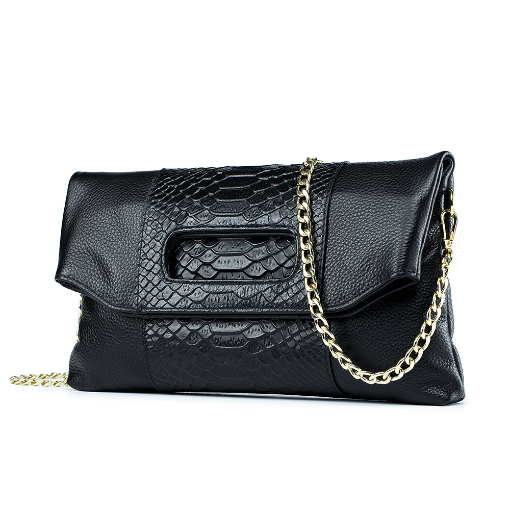 New Luxury Foldable Envelope Clutch - Premium Cowhide Crocodile Texture Evening Bag - Thumbnail 3
